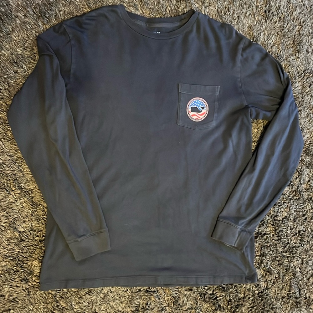 VINEYARD VINES PATRIOTIC WHALE DOT LONG-SLEEVE POCKET TEE